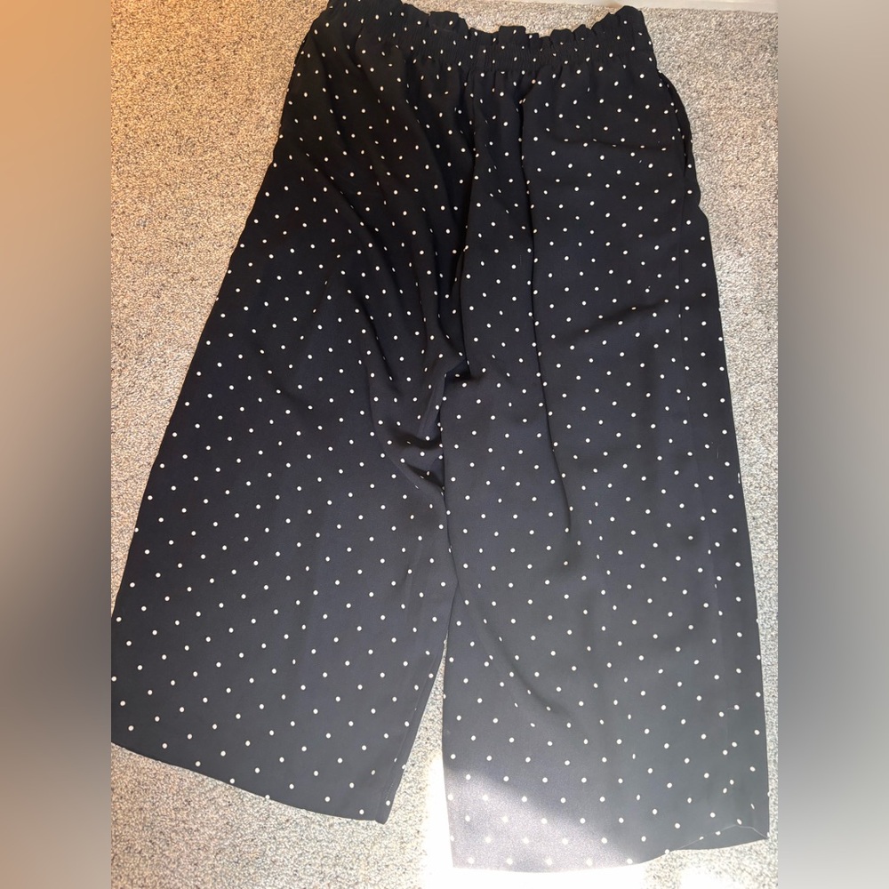Kenar Black and White Polka Dot Wide Leg Pants